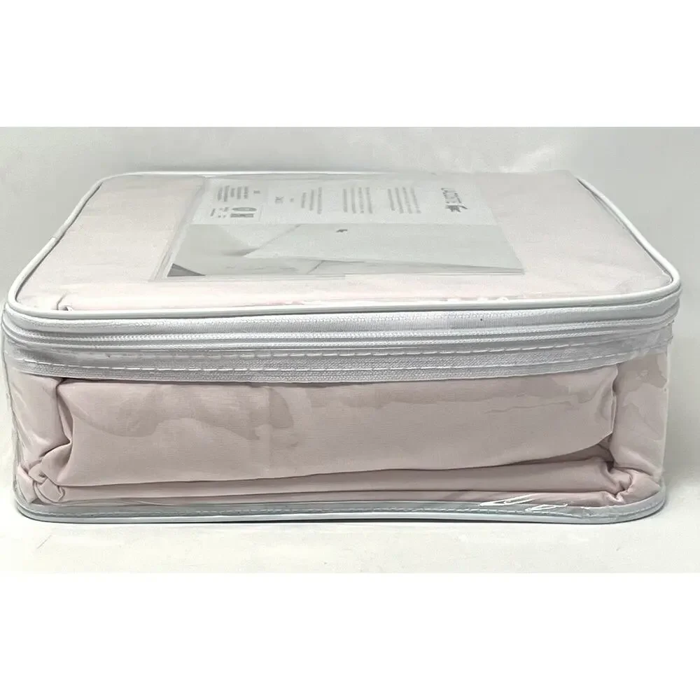 Lacoste KING Sheet Set Iced Pink 100% Cotton Percale Crocodile Logo 4 Pieces